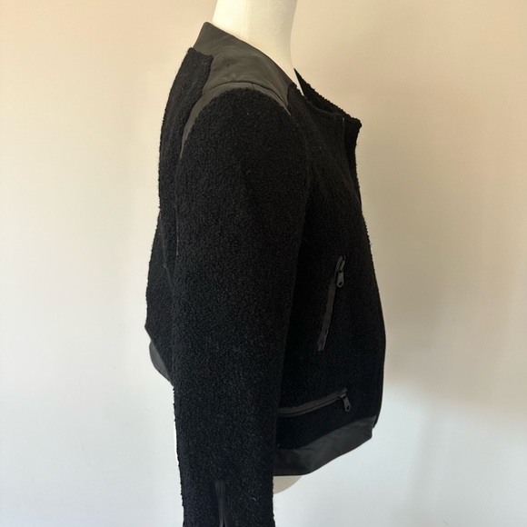 Club Monaco Black Tweed + Leather Jacket - Picture 2 of 4